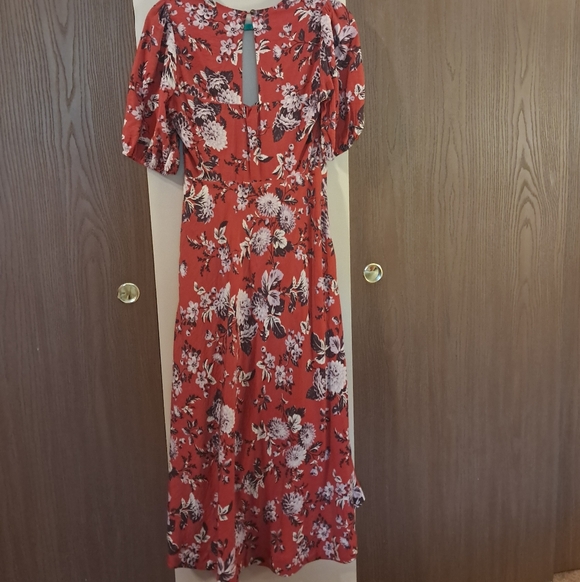 NWOT Anthropologie Maeve Red Floral High Low Dress - Picture 8 of 9